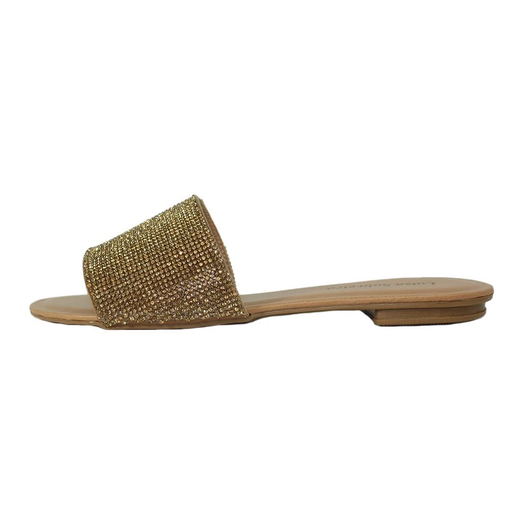 Rasteira Luiza Sobreira Caramelo Strass Ouro Mod. 2030 Marrom 2