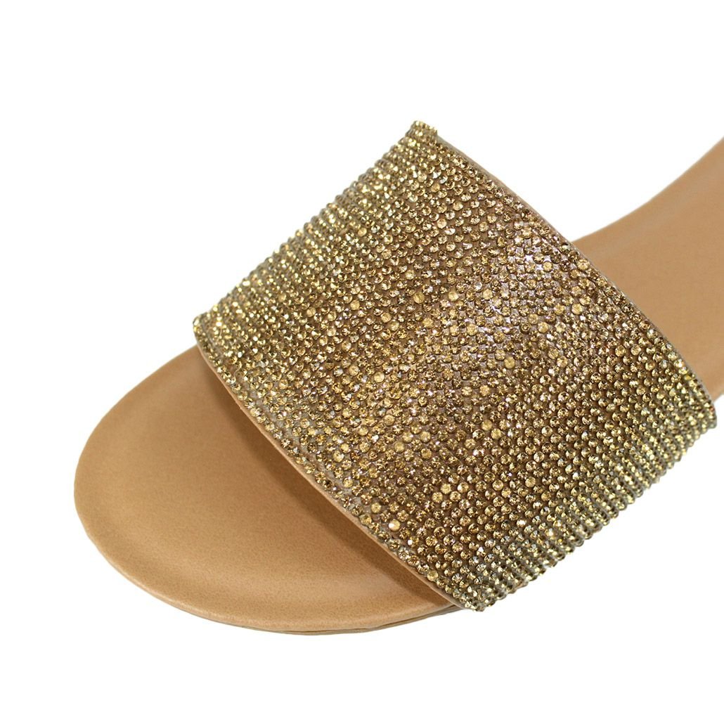 Rasteira Luiza Sobreira Caramelo Strass Ouro Mod. 2030 Marrom 4