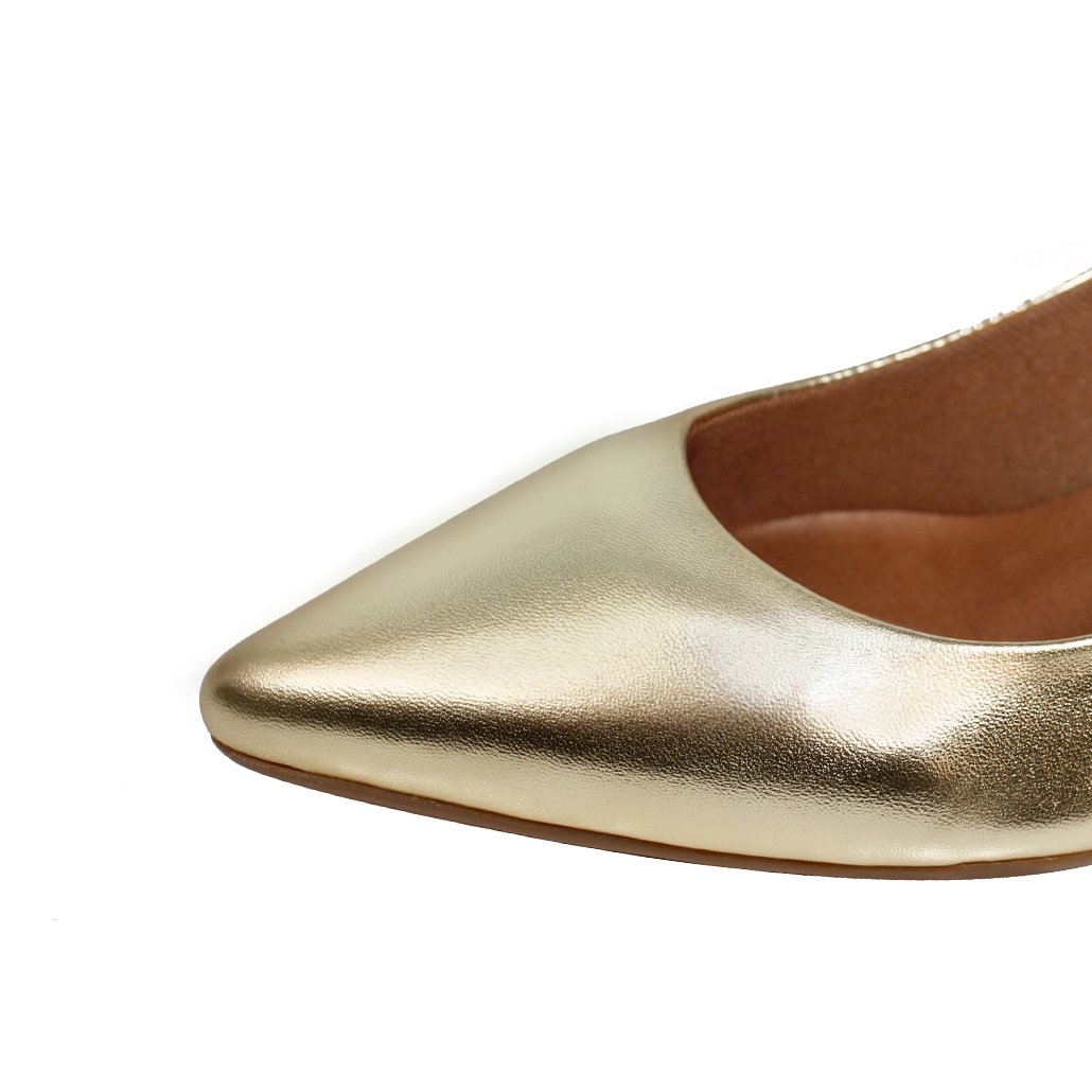 Scarpin Salto Baixo Fino Luiza Sobreira Dourado Mod. 2162 Dourado 4