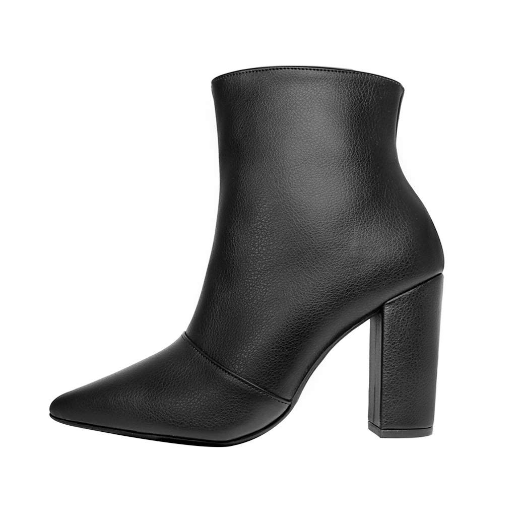 Bota Salto Alto Grosso Cano Curto Bico Fino Luiza Sobreira Preta Mod. 2222 Preto 2