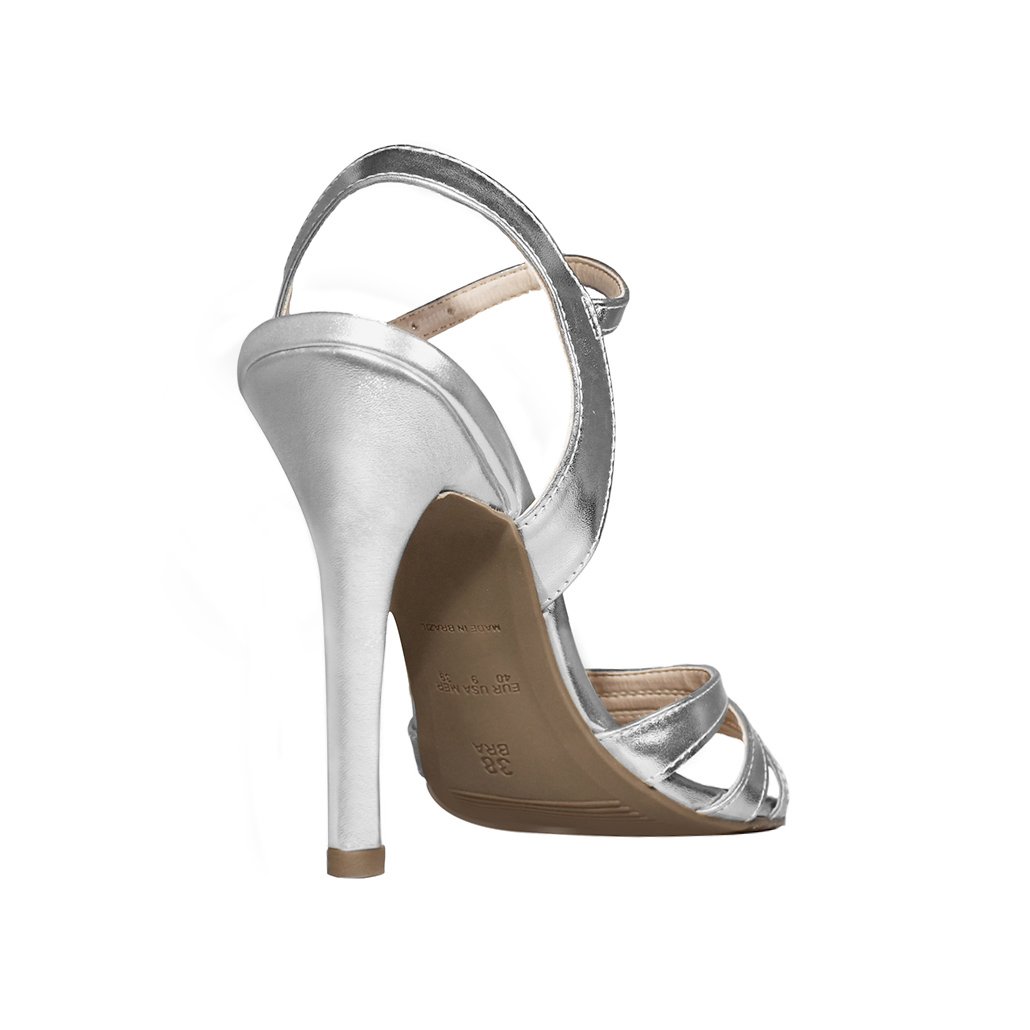 Sandália Salto Alto Fino 10 cm Luiza Sobreira Prata Mod. 2241-2 Prata 3
