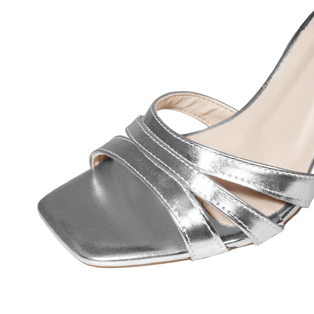 Sandália Salto Alto Fino 10 cm Luiza Sobreira Prata Mod. 2241-2 Prata 4