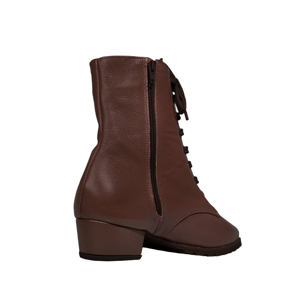 Bota Coturno Salto Baixo Grosso 3cm Cano Curto Bico Redondo Luiza Sobreira Marrom Café Mod. 2218 Marrom 4