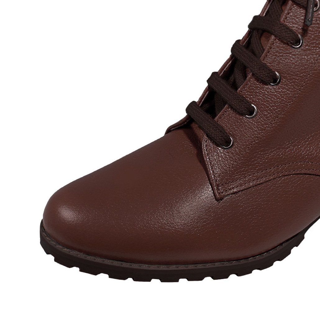 Bota Coturno Salto Baixo Grosso 3cm Cano Curto Bico Redondo Luiza Sobreira Marrom Café Mod. 2218 Marrom 5
