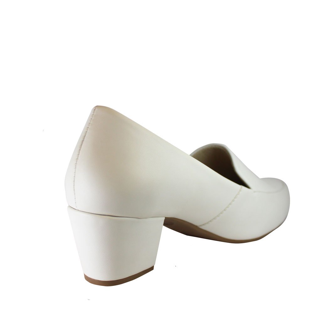 Scarpin Boneca Salto Baixo Grosso Luiza Sobreira Branco Mod. 2082 Branco 3