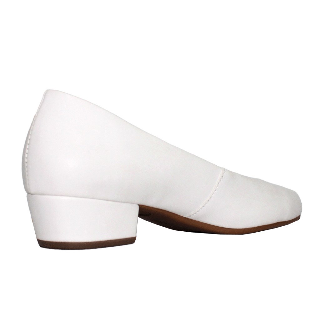 Scarpin Boneca Salto Baixo Grosso 3cm Luiza Sobreira Branco Mod. 2145 Branco 3