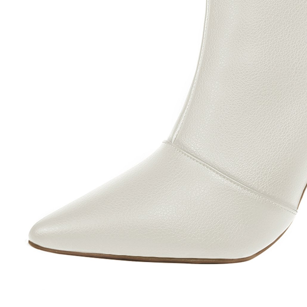 Bota Salto Alto Grosso Cano Curto Bico Fino Luiza Sobreira Off White Mod. 2230 Branco 5