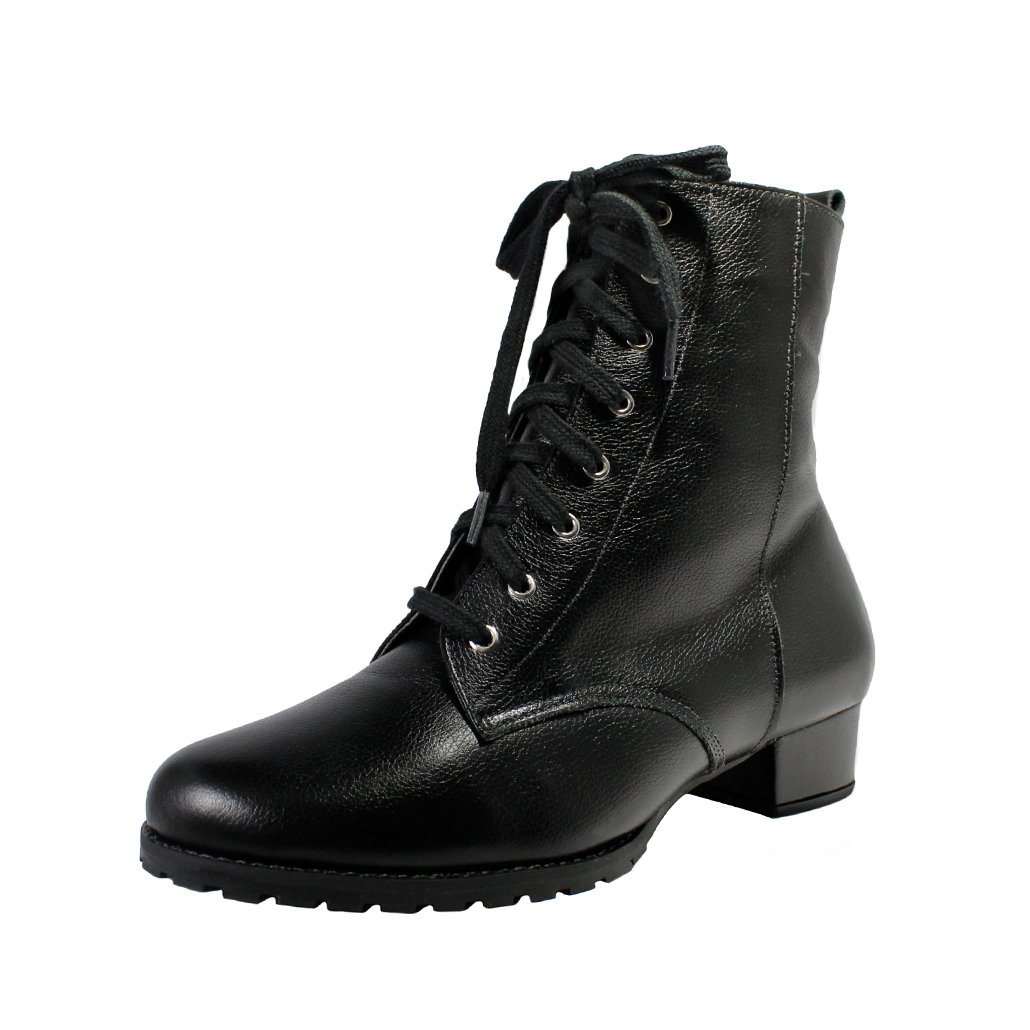 Bota Coturno Salto Baixo Grosso 3cm Cano Curto Bico Redondo Luiza Sobreira Preta Mod. 2199