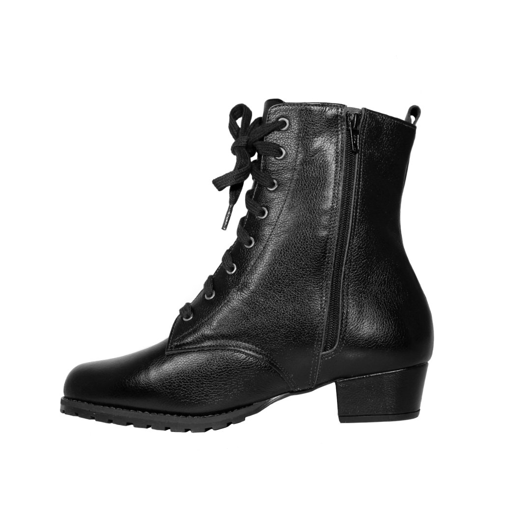 Bota Coturno Salto Baixo Grosso 3cm Cano Curto Bico Redondo Luiza Sobreira Preta Mod. 2199 Preto 2