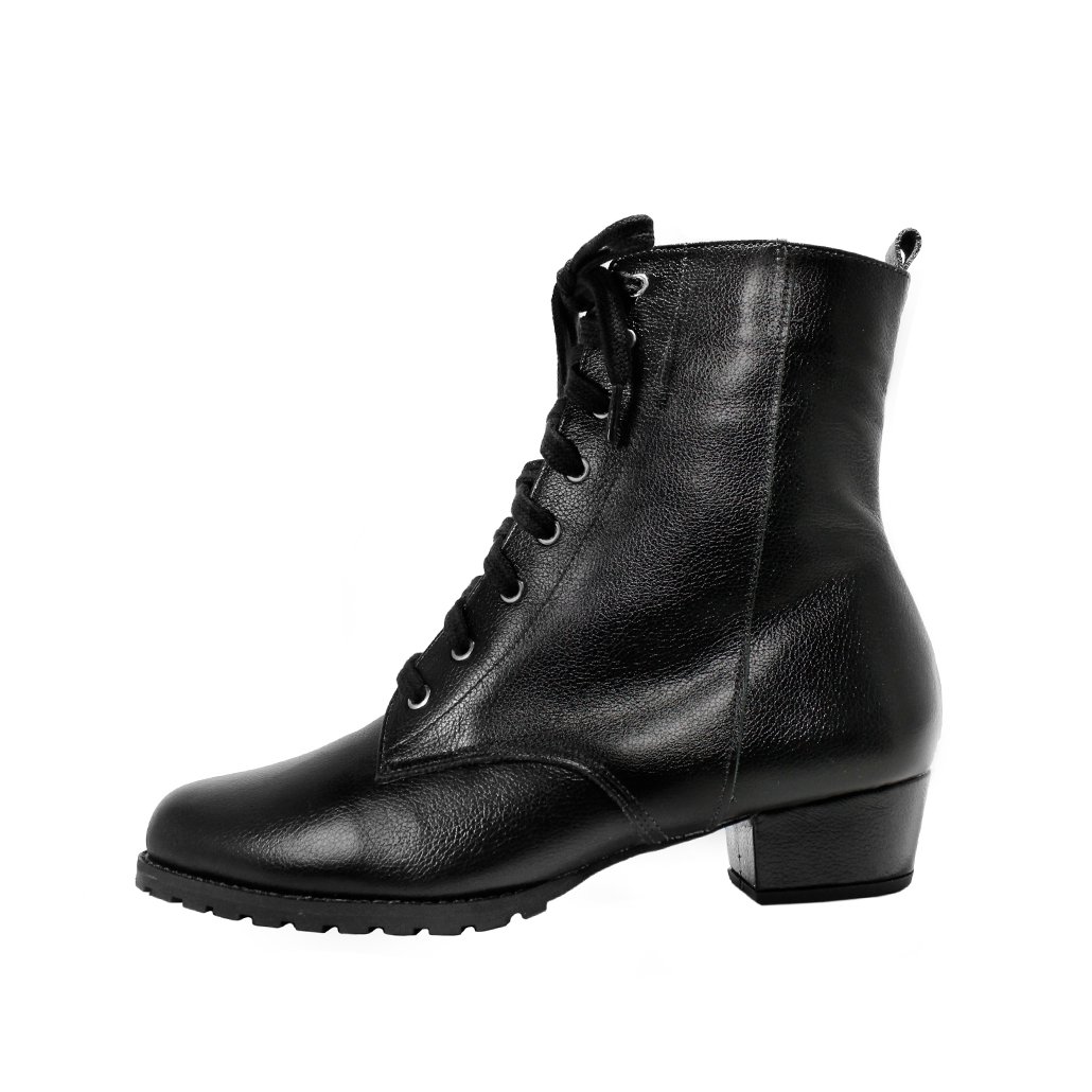 Bota Coturno Salto Baixo Grosso 3cm Cano Curto Bico Redondo Luiza Sobreira Preta Mod. 2199 Preto 3