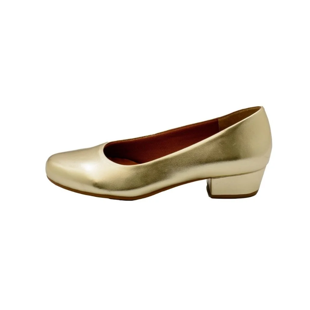 Scarpin Boneca Salto Baixo Grosso 3cm Luiza Sobreira Dourado Mod. 2149 Dourado 2