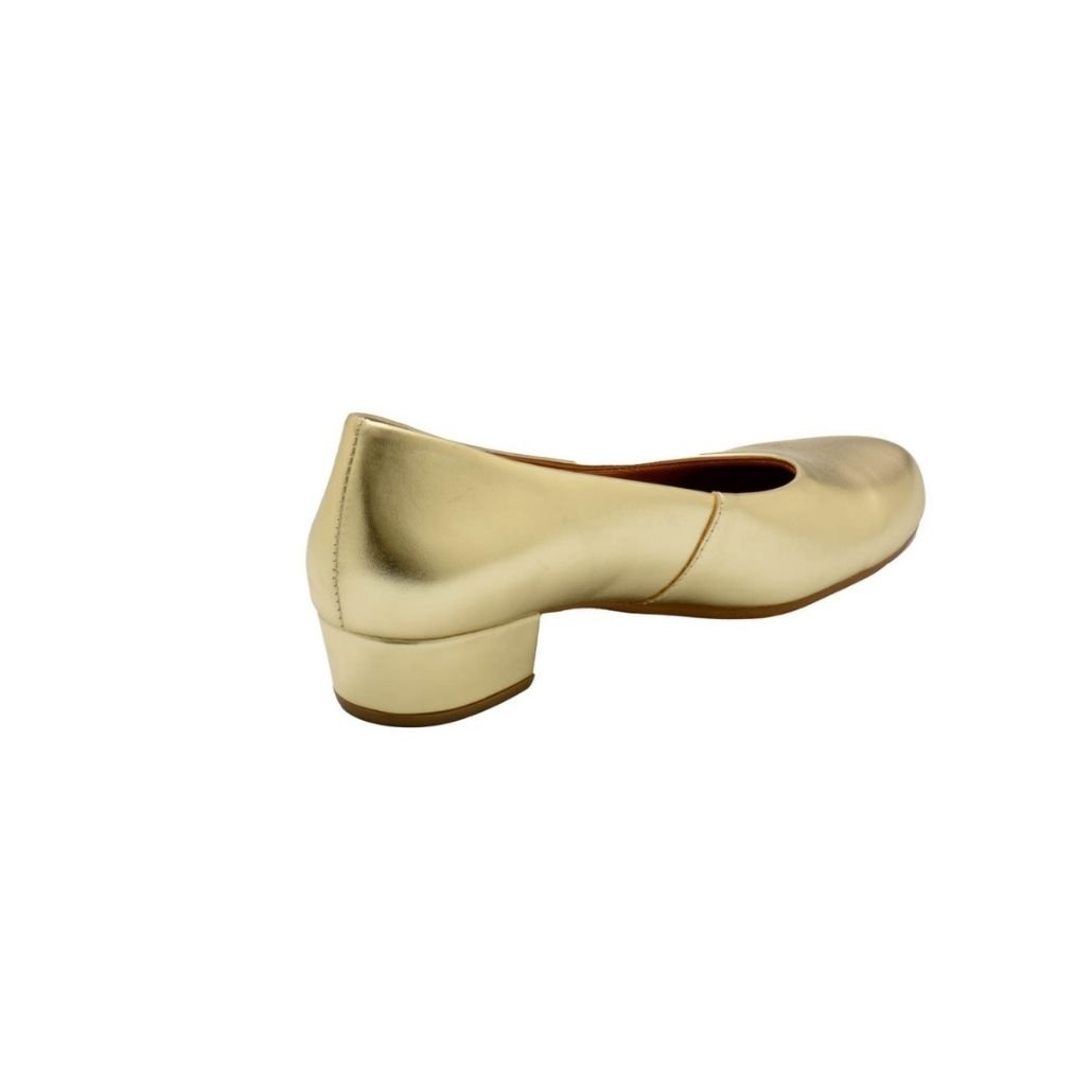 Scarpin Boneca Salto Baixo Grosso 3cm Luiza Sobreira Dourado Mod. 2149 Dourado 3