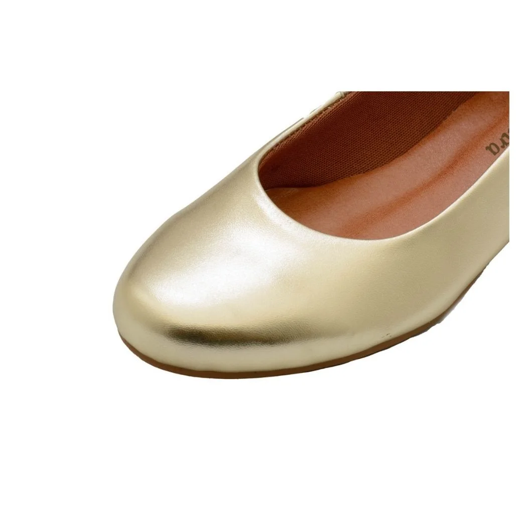 Scarpin Boneca Salto Baixo Grosso 3cm Luiza Sobreira Dourado Mod. 2149 Dourado 4