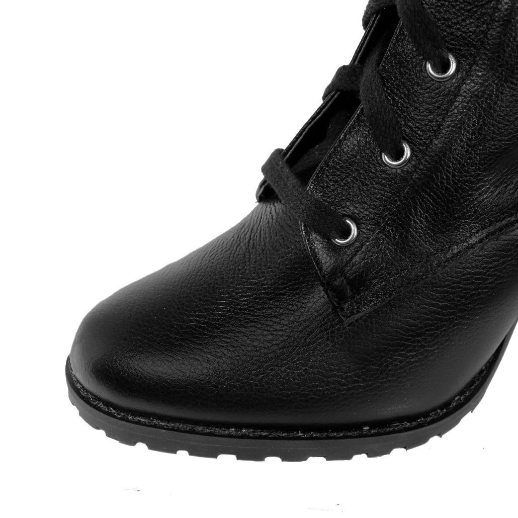 Bota Coturno Salto Alto Grosso Cano Curto Bico Redondo Luiza Sobreira Preta Mod. 2221 Preto 5