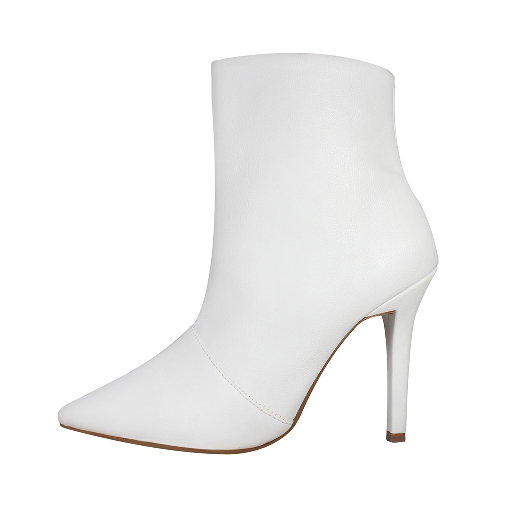 Bota Salto Alto Fino 12 cm Cano Curto Bico Fino Luiza Sobreira Branca Mod. 2255-2 Branco 2