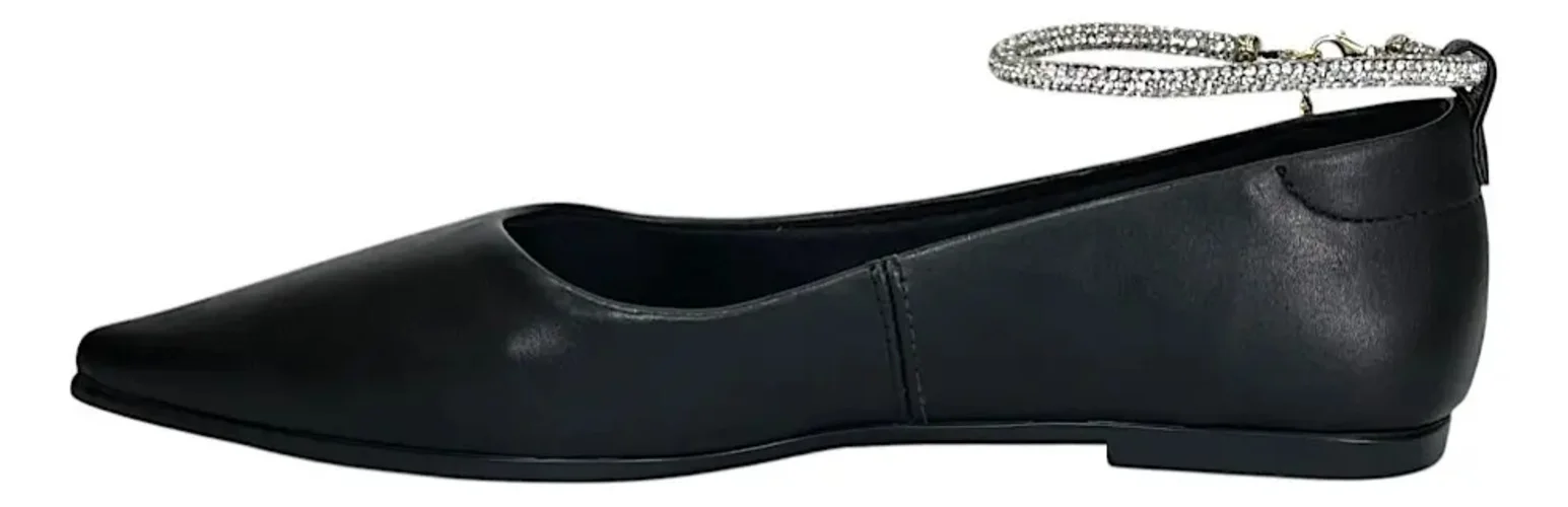 Sapatilha Santinelli Bico Fino Tornozeleira Strass 1600-007 Preto 3