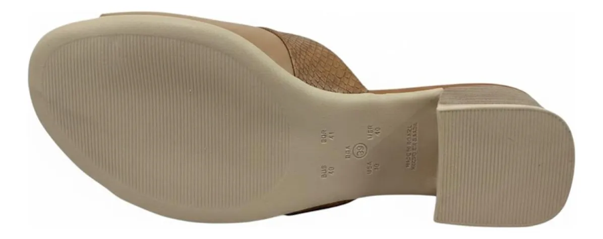 Tamanco Salto Bloco Feminino Comfortflex 24-56406 Bege 6