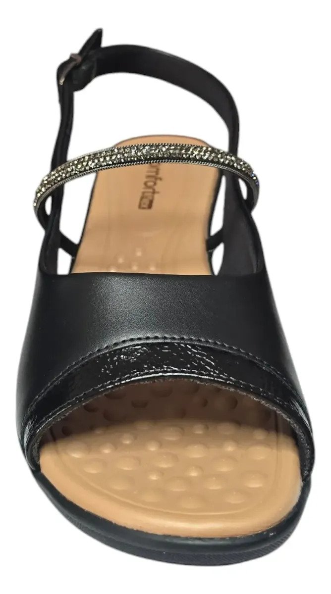 Sandália Comfortflex Feminino Salto Anabela 25-72304 Preto 4