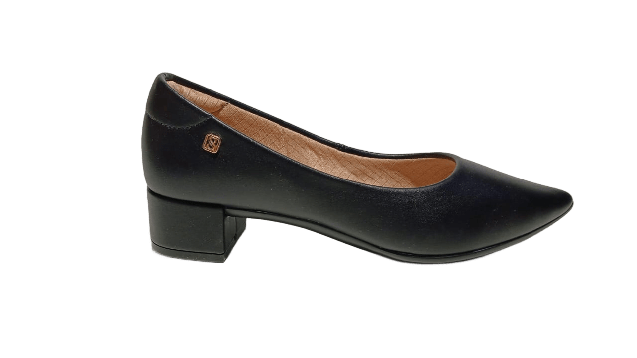 Sapato Santinelli Feminino Salto Bloco Bico Fino 1474-001 Preto 2