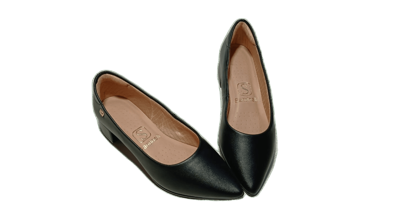 Sapato Santinelli Feminino Salto Bloco Bico Fino 1474-001 Preto 4