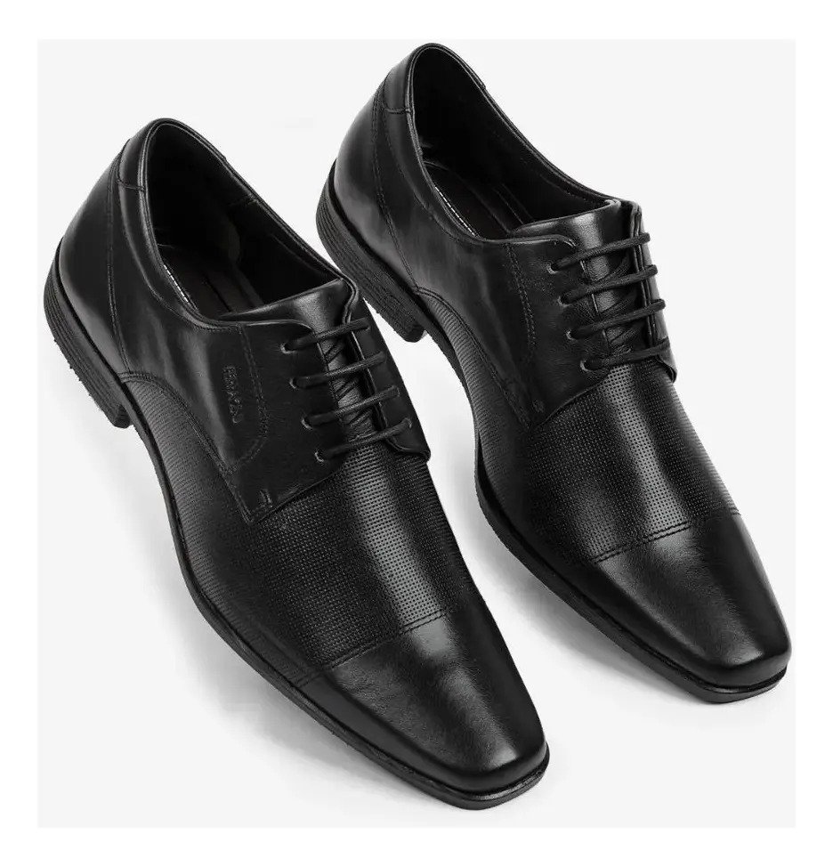 Sapato Social Masculino Couro Trabalhado Ferracini 4083 Preto 2