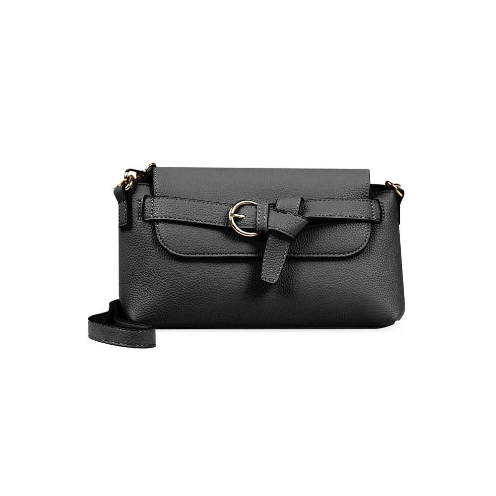 Bolsa Transversal Feminina Pasta Buckle Preta ÚNICO 1