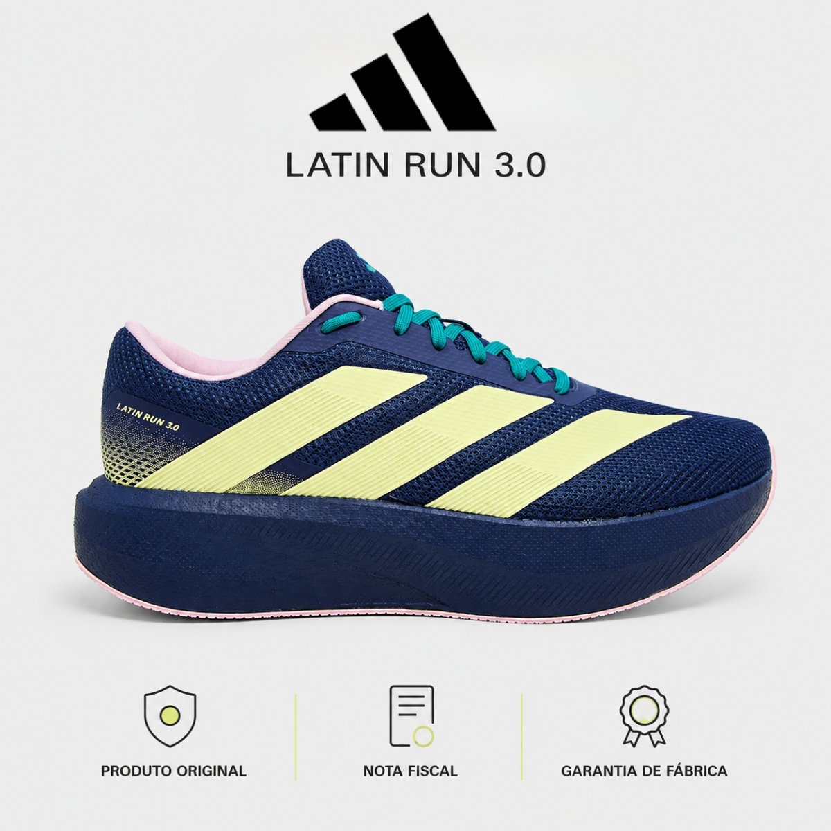 Tenis Adidas Latin Run 3.0 Feminino Corrida Azul Azul Marinho 9