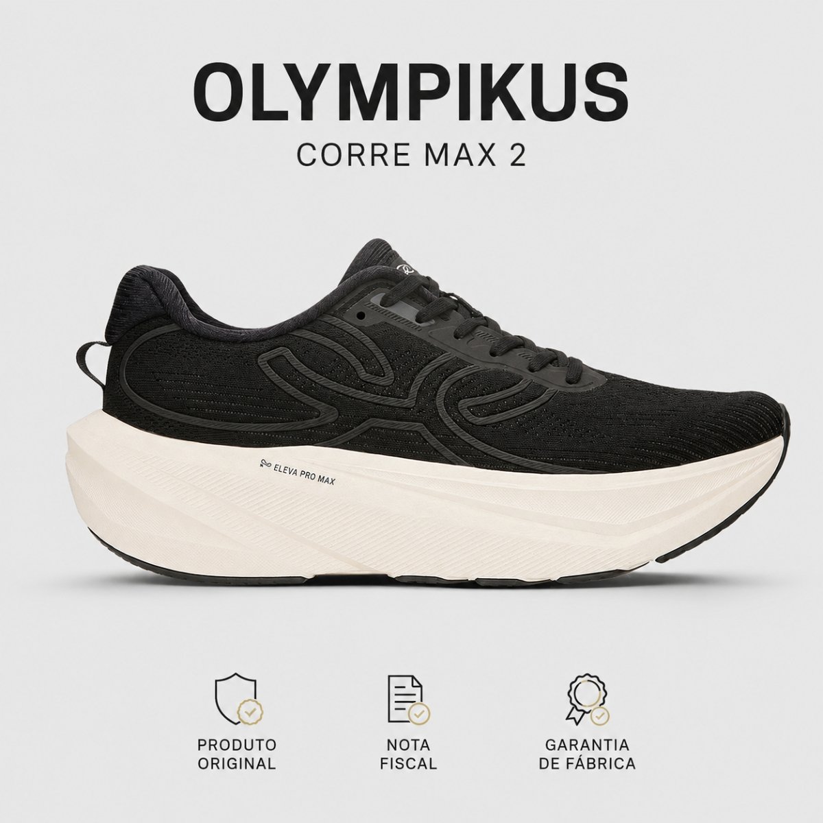 Tenis Feminino Olympikus Corre Max 2 Corrida Treino Preto Preto 2