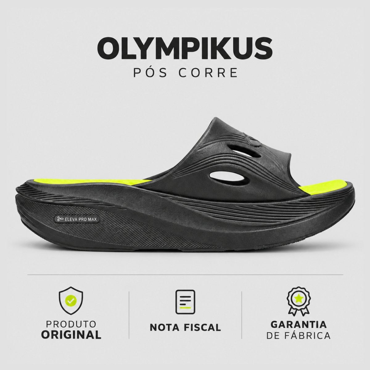 Chinelo Olympikus Pos Corre Masculino Preto Preto 3