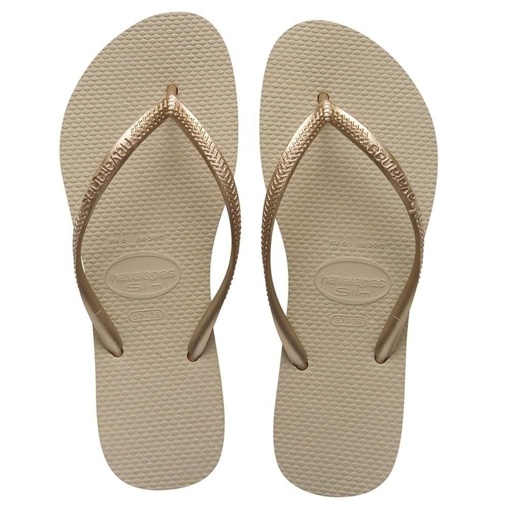 Chinelo Havaianas Areia/Dourado Feminino Slim