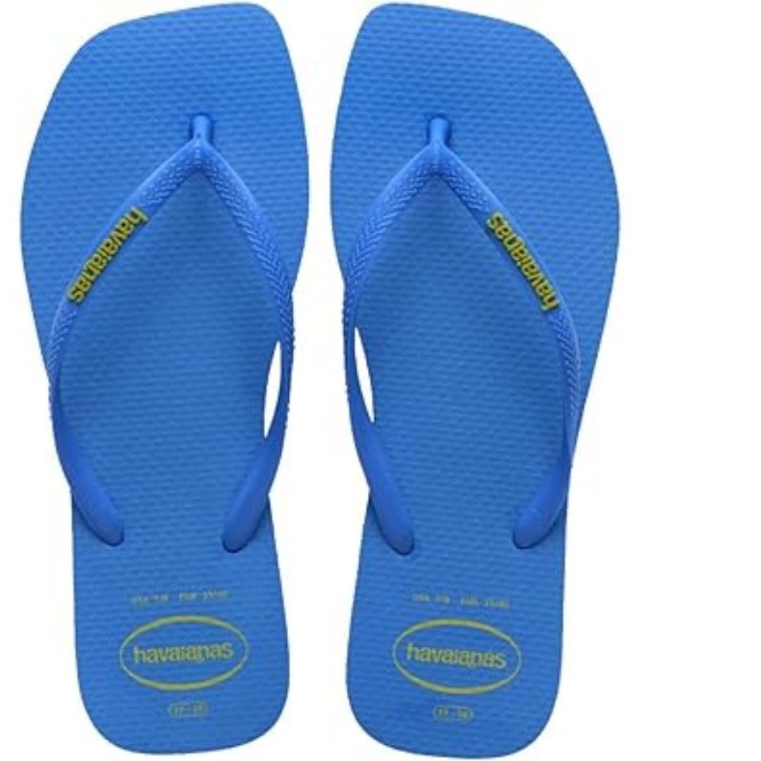 Chinelo Havaianas Azul Brilhante Feminino Sq Logo Pop Original