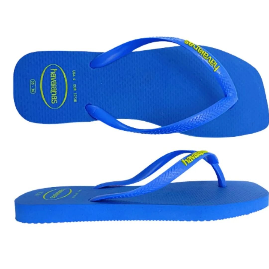 Chinelo Havaianas Azul Brilhante Feminino Sq Logo Pop Original Azul 4