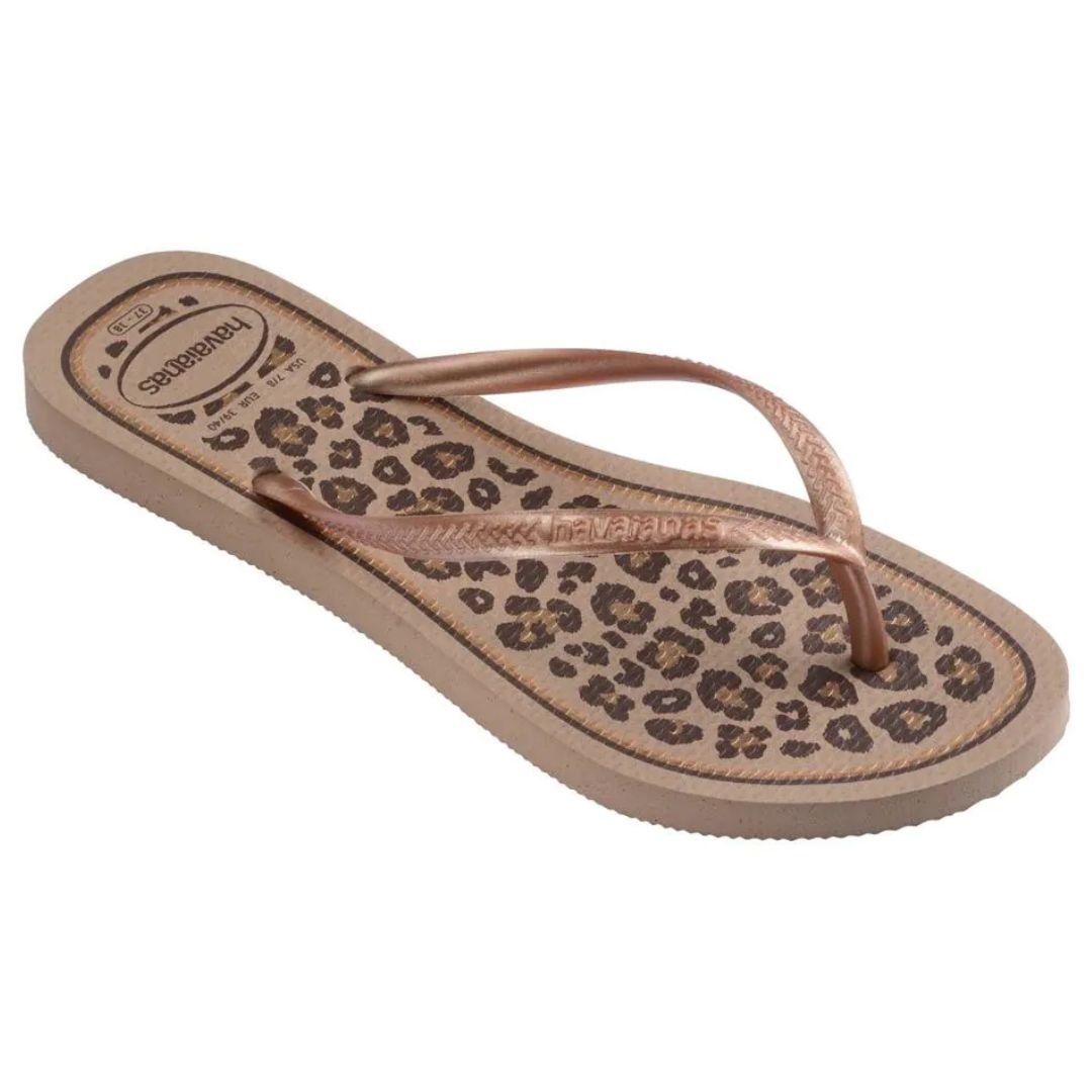 Chinelo Havaianas Rose Gold Feminino Slim Animals Original