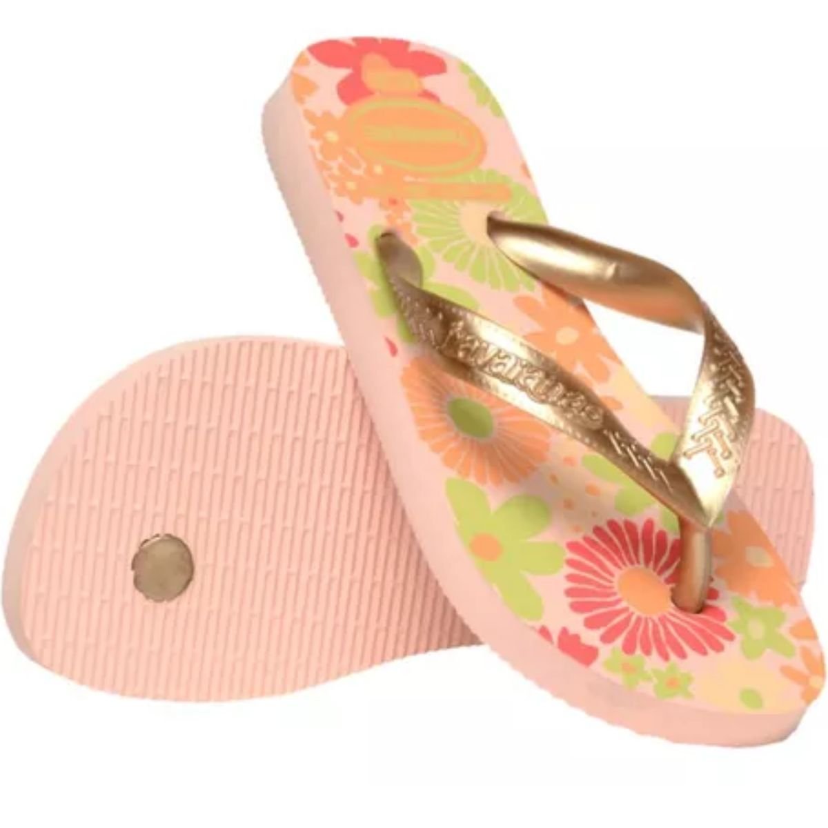 Chinelo Havaianas Rosa Ballet Meninas Kids Flores Original Rosa 3