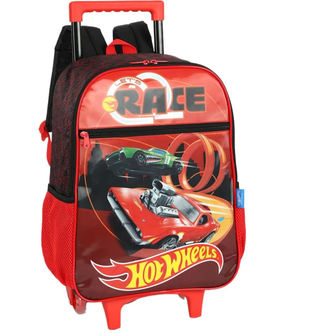 Mochila Luxcel Vermelho Infantil Menino Hot Weels C/Rodas Original IC42582 Vermelho 2