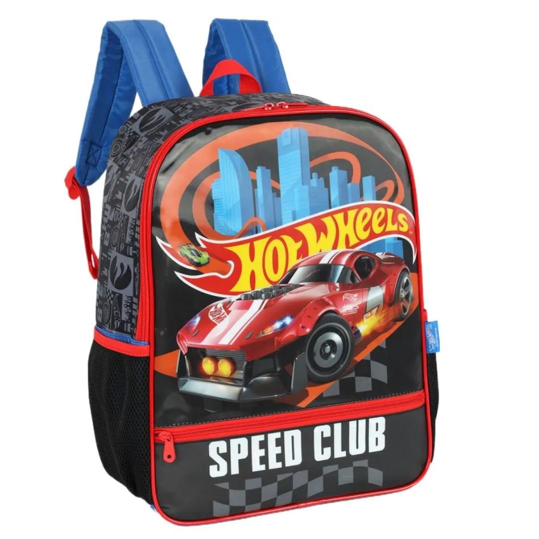 Mochila Luxcel Preto Infantil Menino Hot Wheels Original IS42581