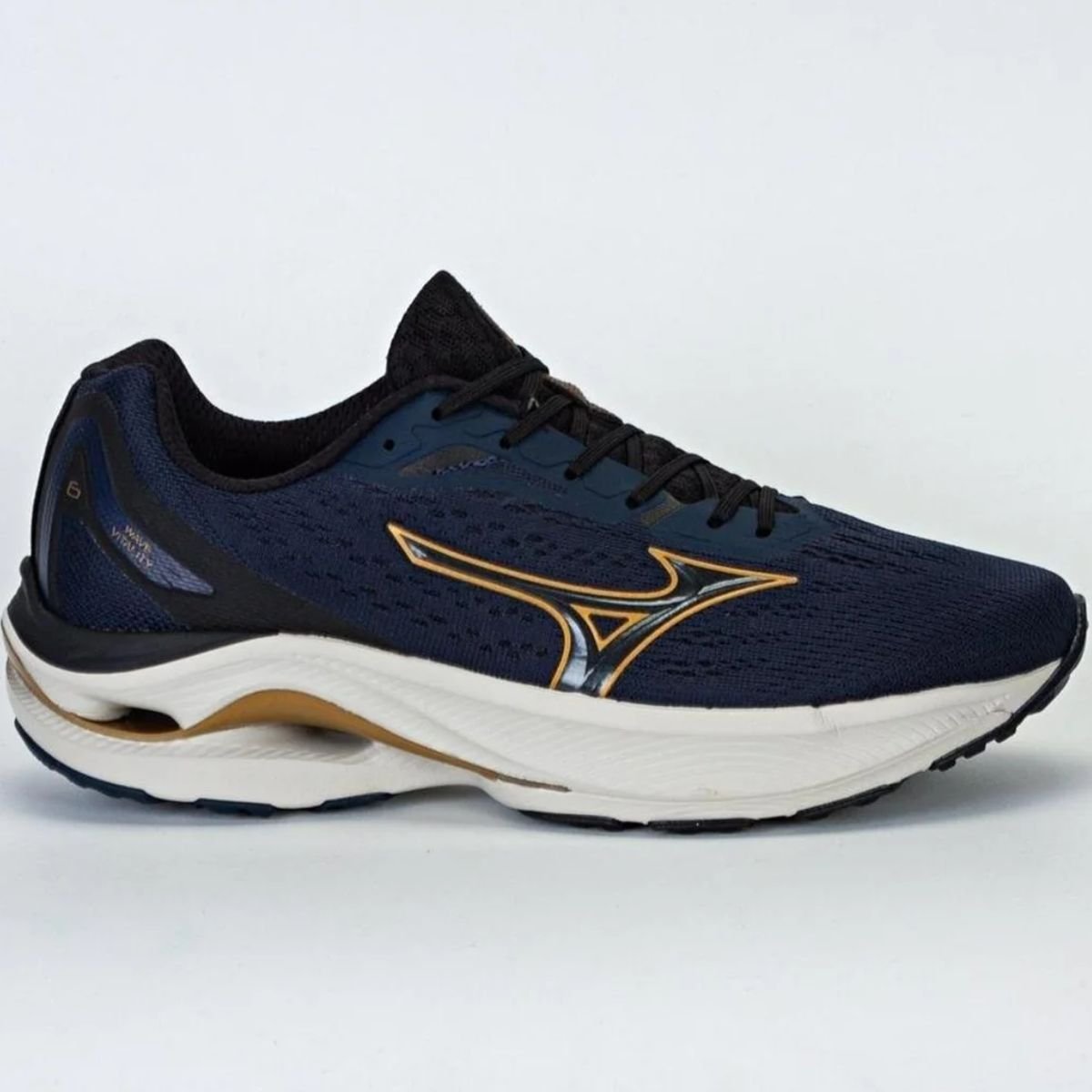 Tenis Mizuno Marinho Dourado Masculino Wave Vitality 6 Original