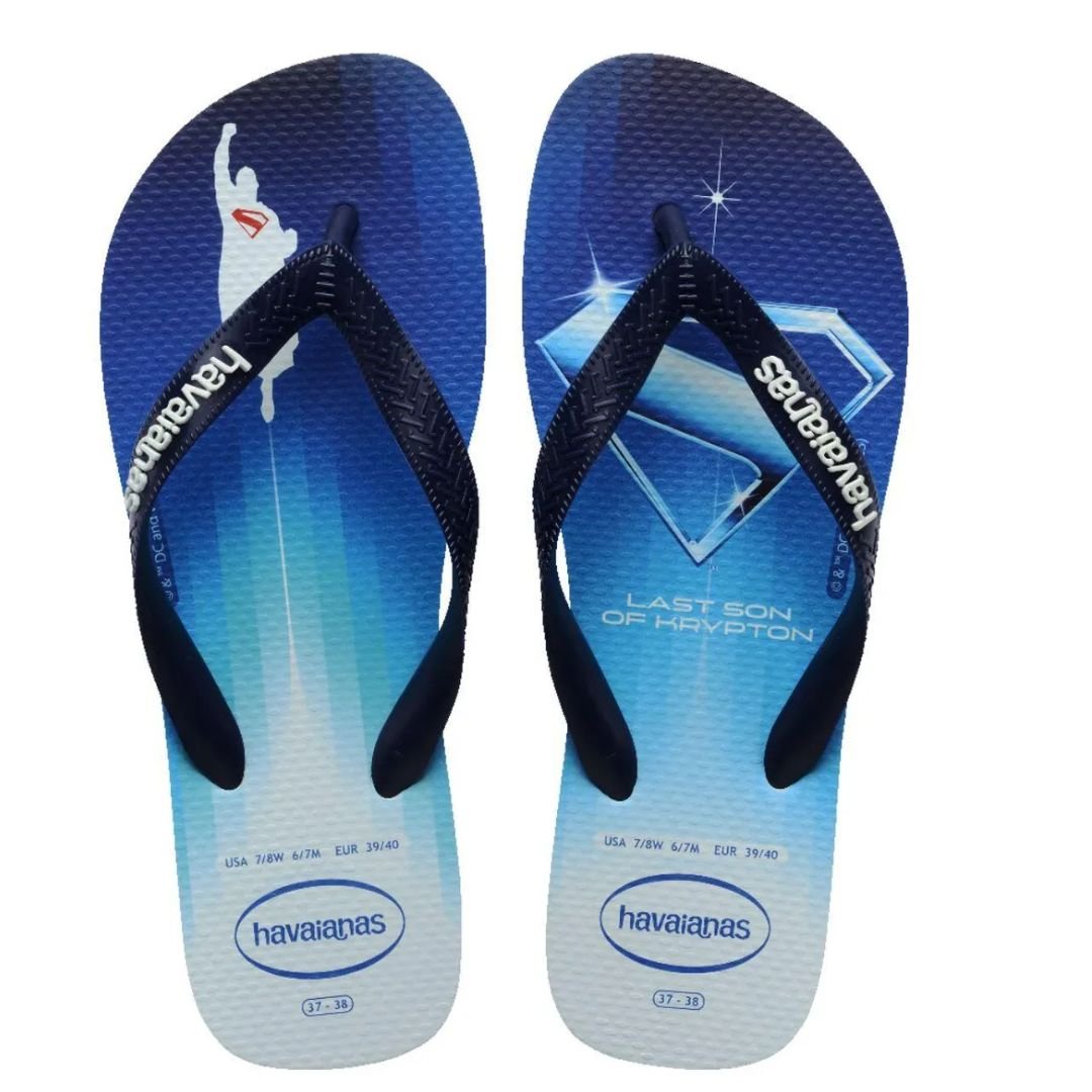 Chinelo Havaianas Branco Marinho Masculino Top Herois Dc Original Branco/Marinho 3