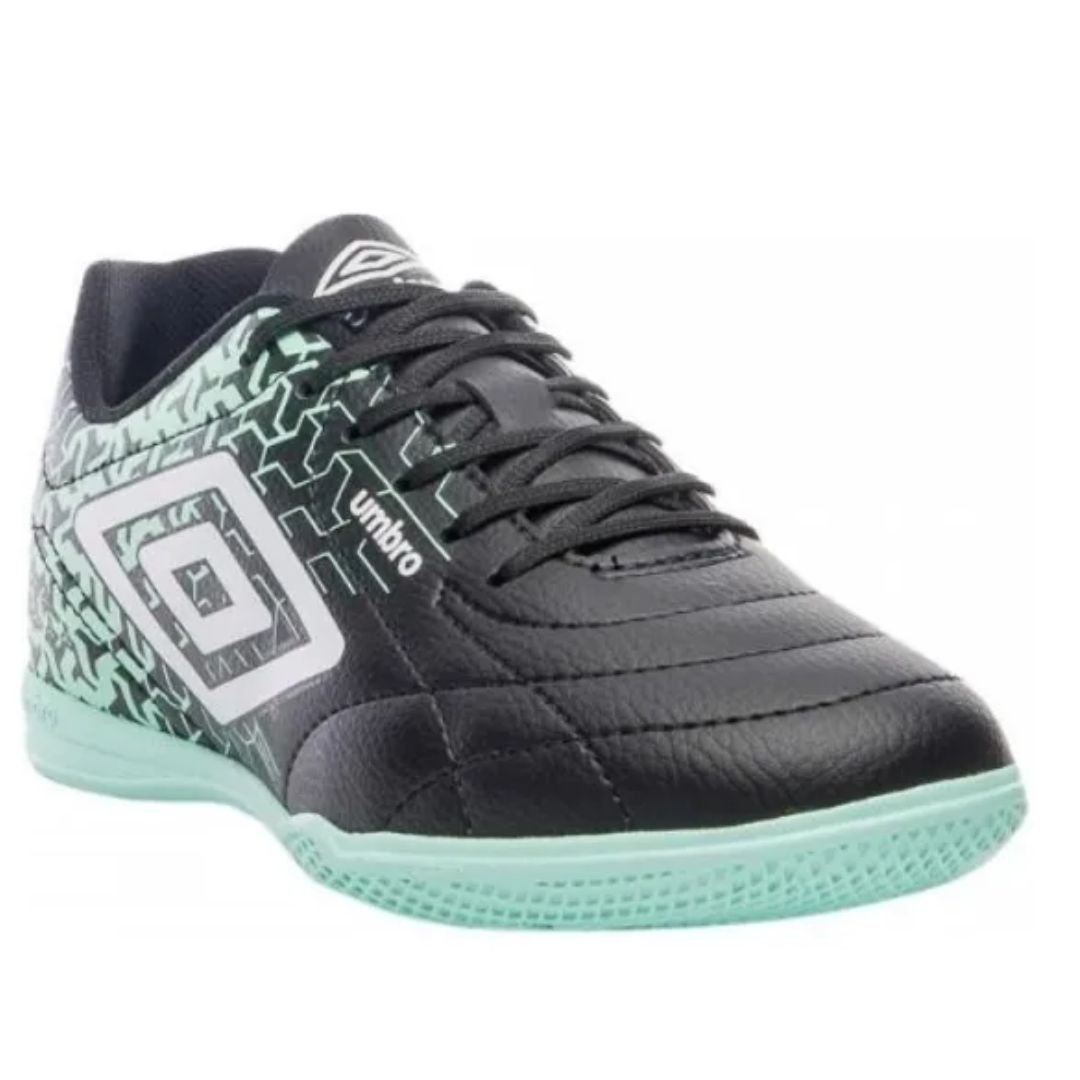 Chuteira Futsal Umbro Preto Branco Verde Masculino Class Neo Original Preto/Branco/Verde 3