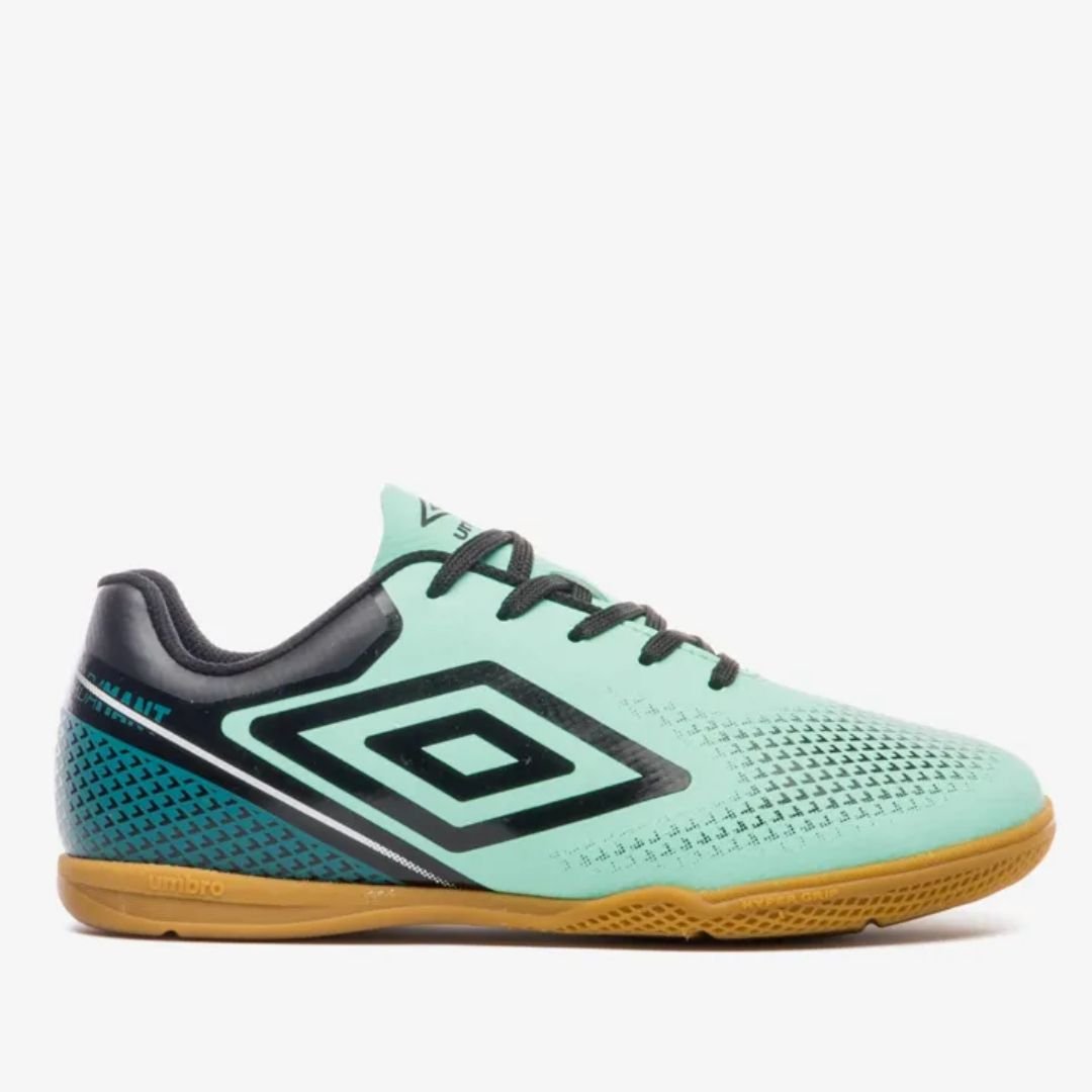 Chuteira Futsal Umbro Verde Agua Petroleo Infantil Menino Adamant Top Speed Jr Original Verde Água/Petróleo 2