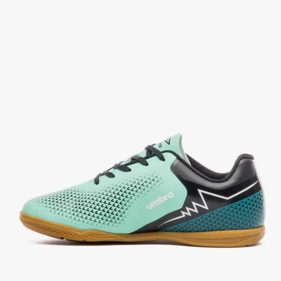 Chuteira Futsal Umbro Verde Agua Petroleo Infantil Menino Adamant Top Speed Jr Original Verde Água/Petróleo 3