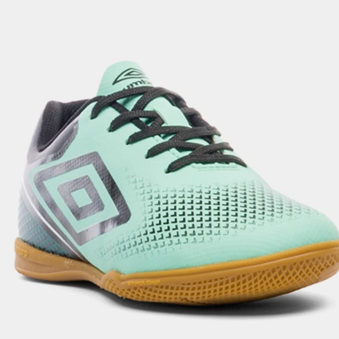Chuteira Futsal Umbro Verde Agua Petroleo Infantil Menino Adamant Top Speed Jr Original Verde Água/Petróleo 4