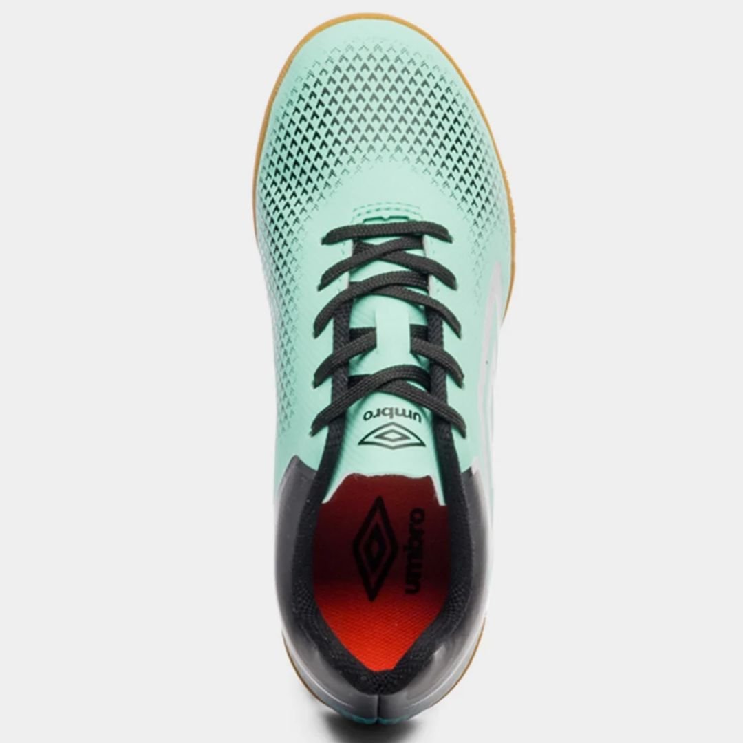 Chuteira Futsal Umbro Verde Agua Petroleo Infantil Menino Adamant Top Speed Jr Original Verde Água/Petróleo 5