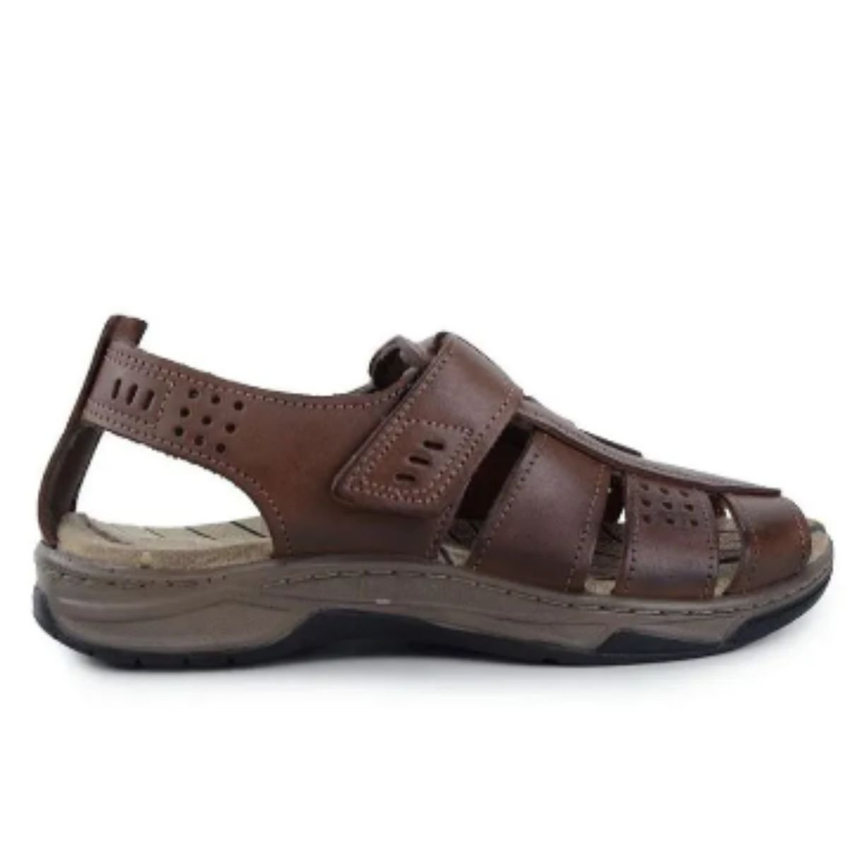 Sandalia Fechada Pegada Pinhao Couro Masculina Original 132256