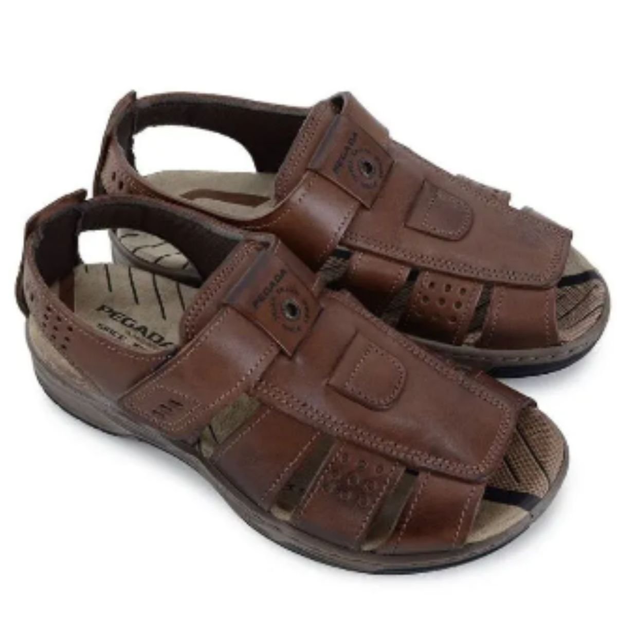 Sandalia Fechada Pegada Pinhao Couro Masculina Original 132256 Pinhão 3