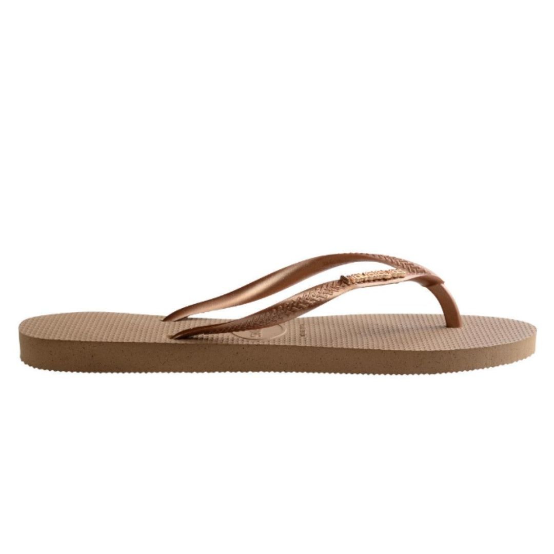 Chinelo Havaianas Rose Gold Feminino Slim Logo Mettalic Original