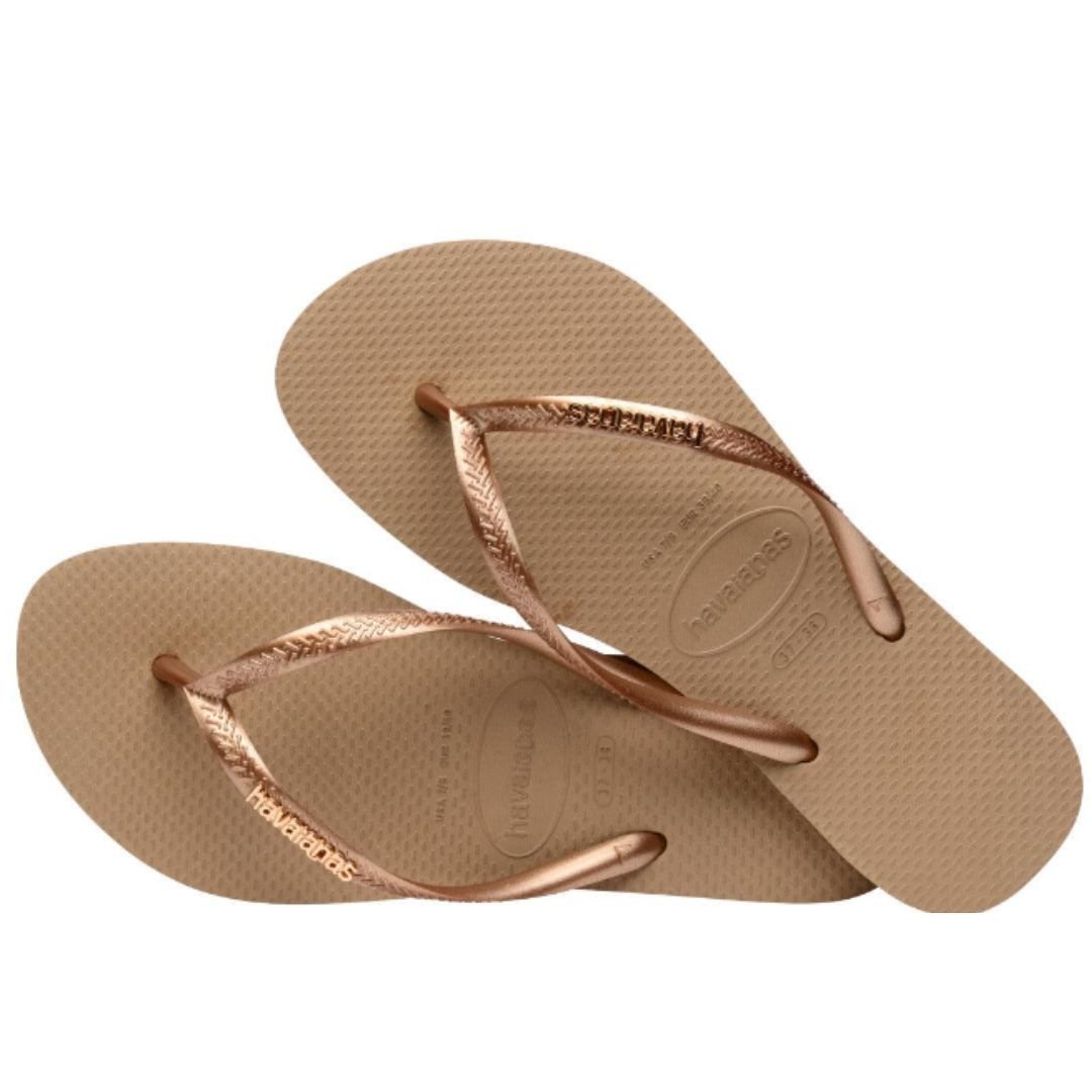 Chinelo Havaianas Rose Gold Feminino Slim Logo Mettalic Original Rose Gold 5