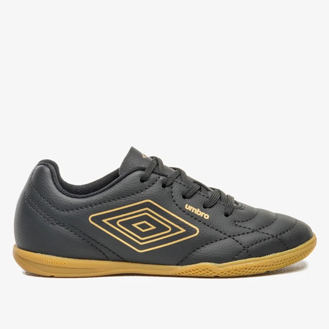 Chuteira Futsal Umbro Preto Dourado Infantil Menino Class Footballer Jr Original