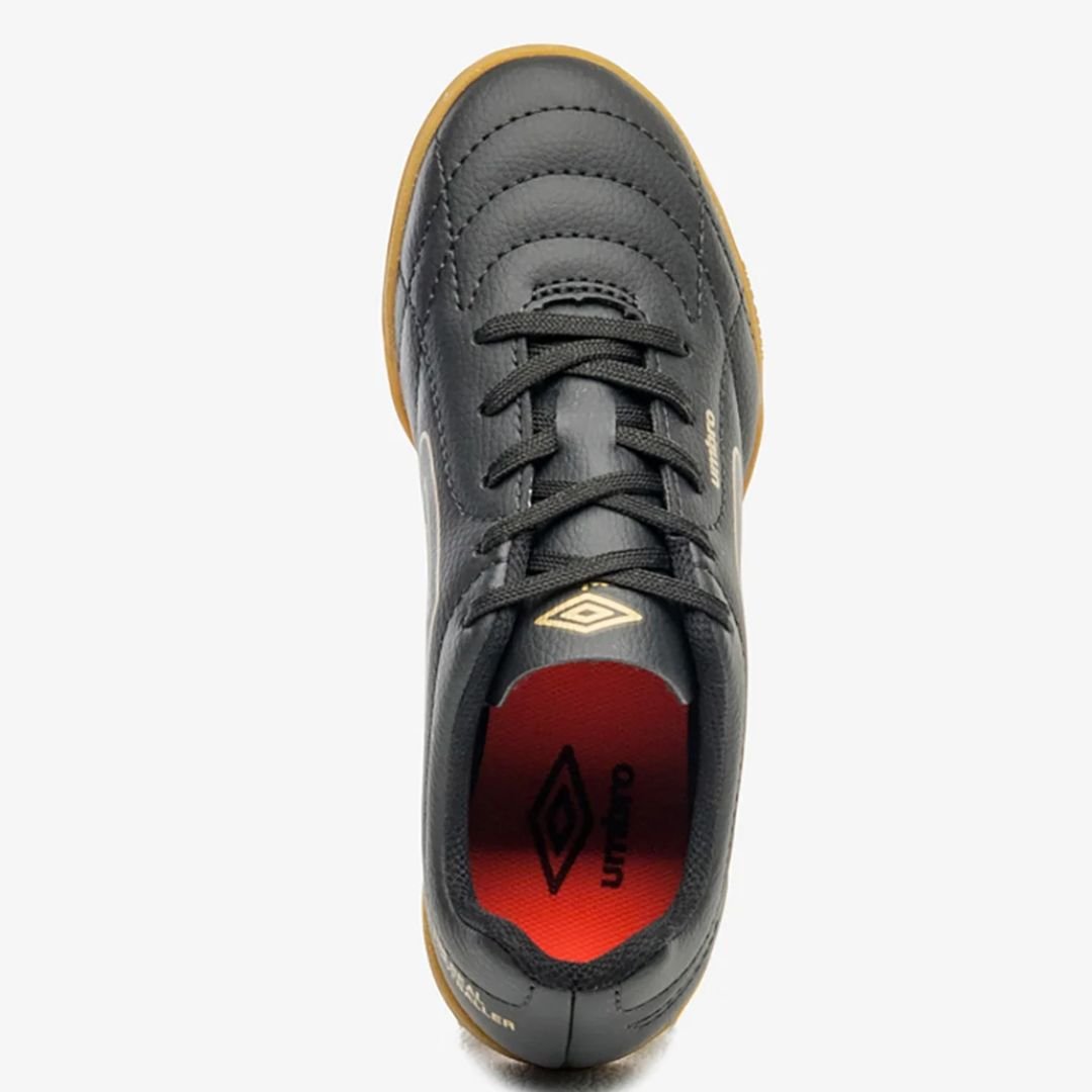 Chuteira Futsal Umbro Preto Dourado Infantil Menino Class Footballer Jr Original Preto/Dourado 4