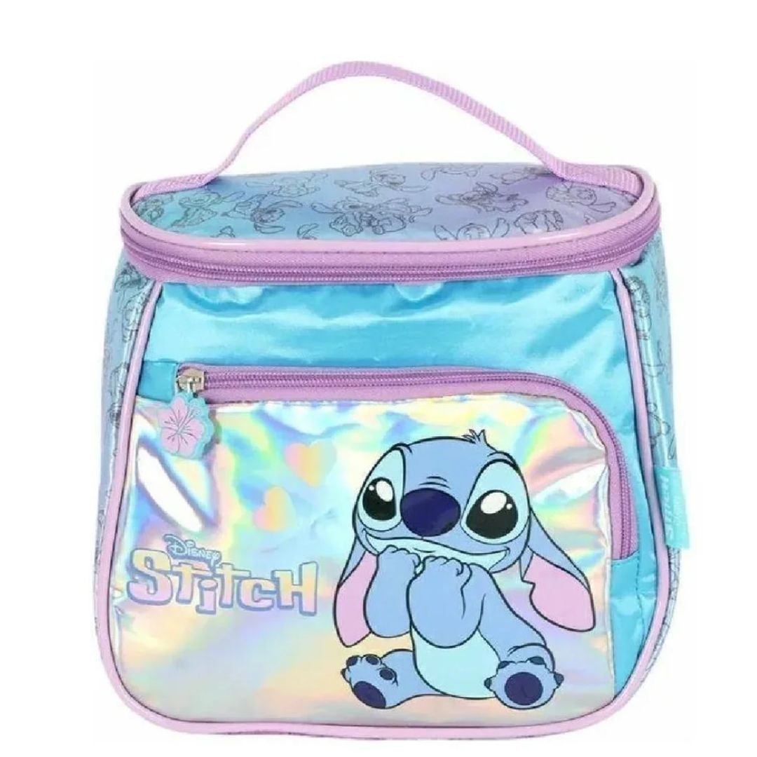 lancheira Luxcel Azul Menina Infantil Stitch Original LA42413